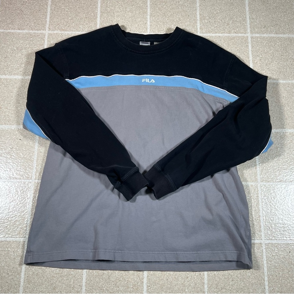 Vintage Stripe 90's Y2K FILA Crew Neck Sweatshirt Embroidered Logo Size‎ L